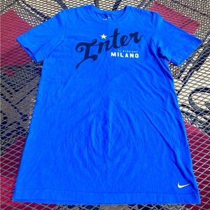 Vintage Nike Men's Blue Inter Milano FC Graphic T-Shirt SZ M (slim fit) EUC RARE